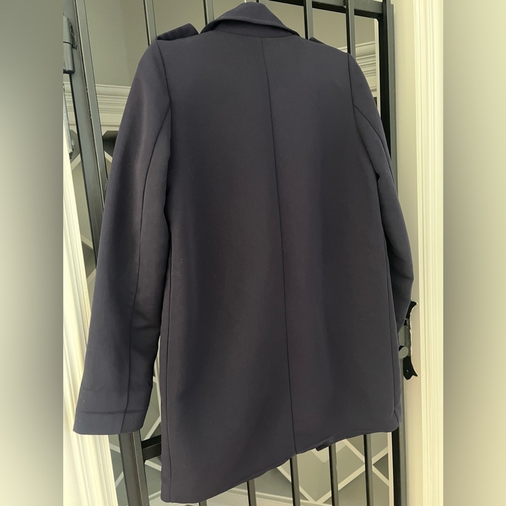 BEBE Navy Asymmetrical Zip Coat - Picture 9 of 9